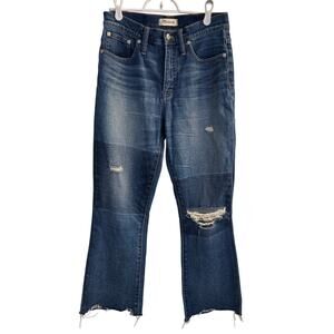 Madewell Jeans Women's Blue Cali Demi-Boot Denim Flare‎ Hem Distressed Sz 28